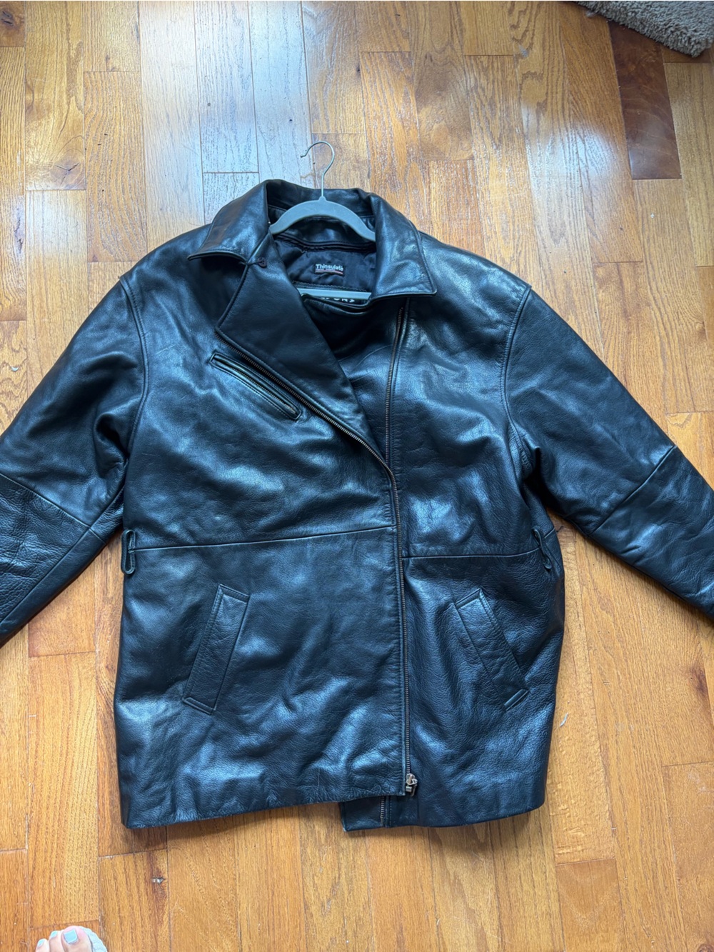 Wilson Black Leather Zip-Front Jacket